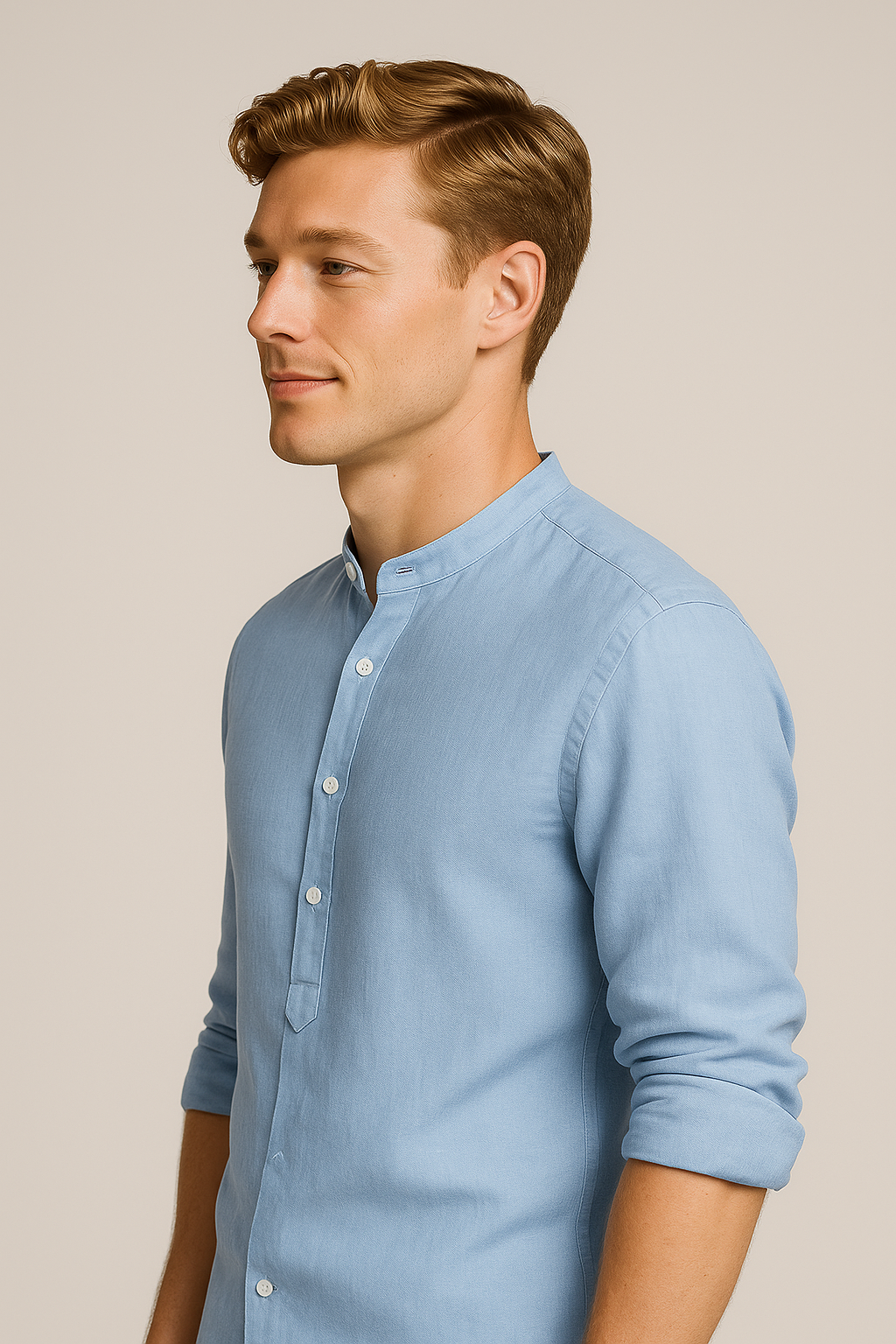 Chemise Homme Légère en Lin, Respirante, Manches Longues