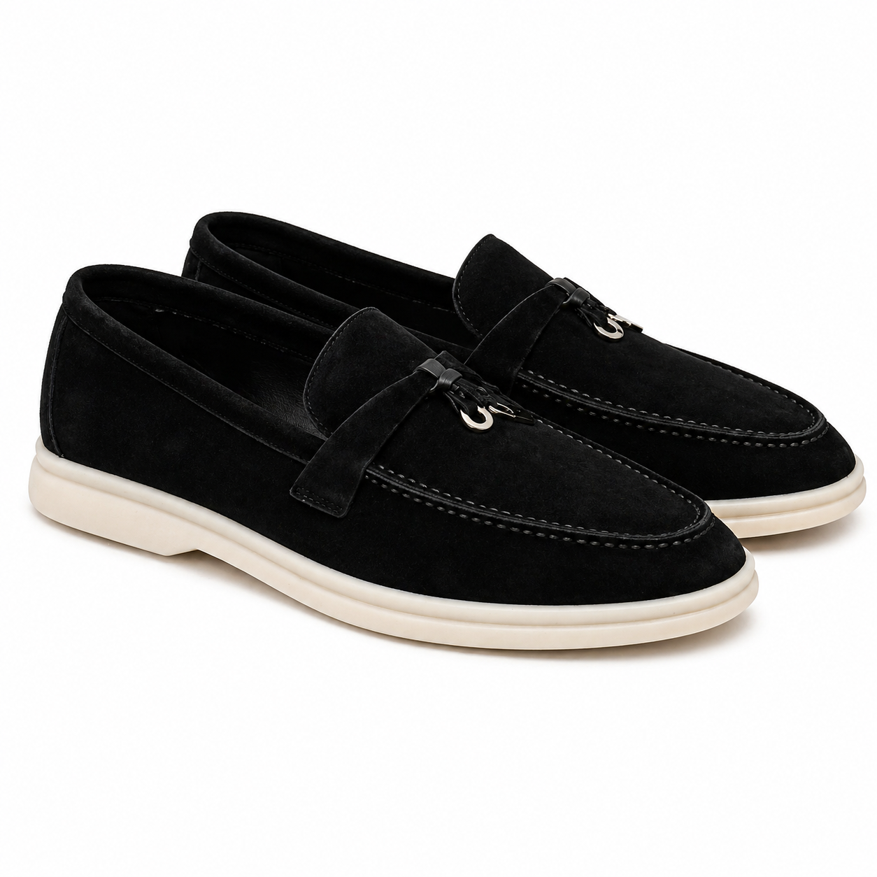 : Mocassin homme élégant - Cuir nubuck et confort estival dans Noir de Marche Lino