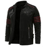 Kleding en accessoires > Kleding > Buitenkleding > Jassen en jacks : Veste Biker Homme en Cuir Synthétique avec Bandes Contrastées dans Noir de Roselva