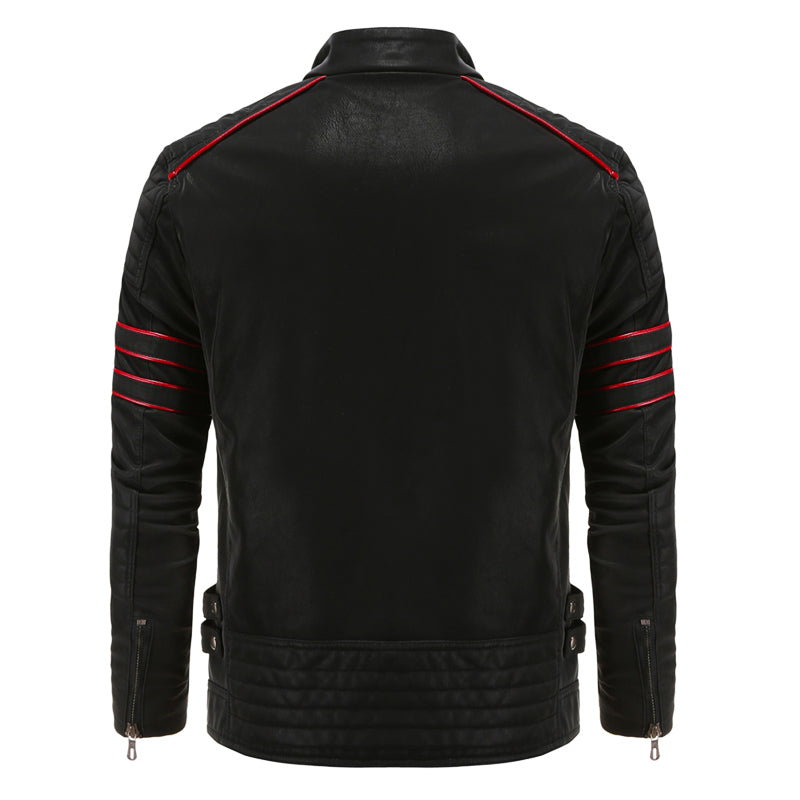 Kleding en accessoires > Kleding > Buitenkleding > Jassen en jacks : Veste Biker Homme en Cuir Synthétique avec Bandes Contrastées dans de Roselva