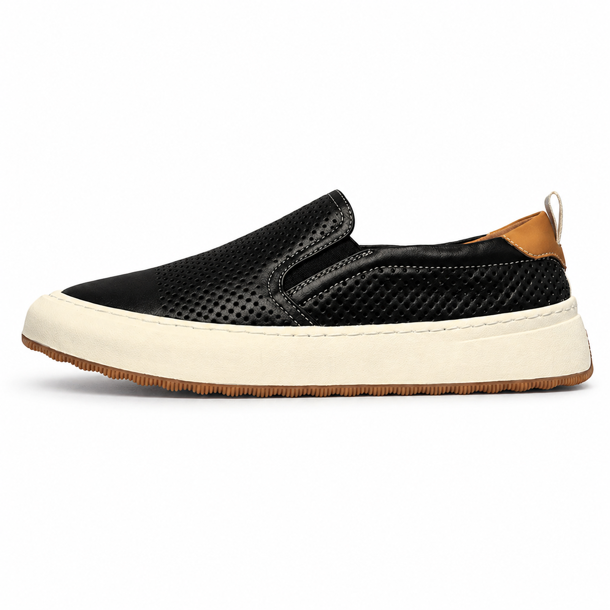 : Mocassin homme cuir - Style estival et confort respirant dans Hoir perforé de Marche Lino
