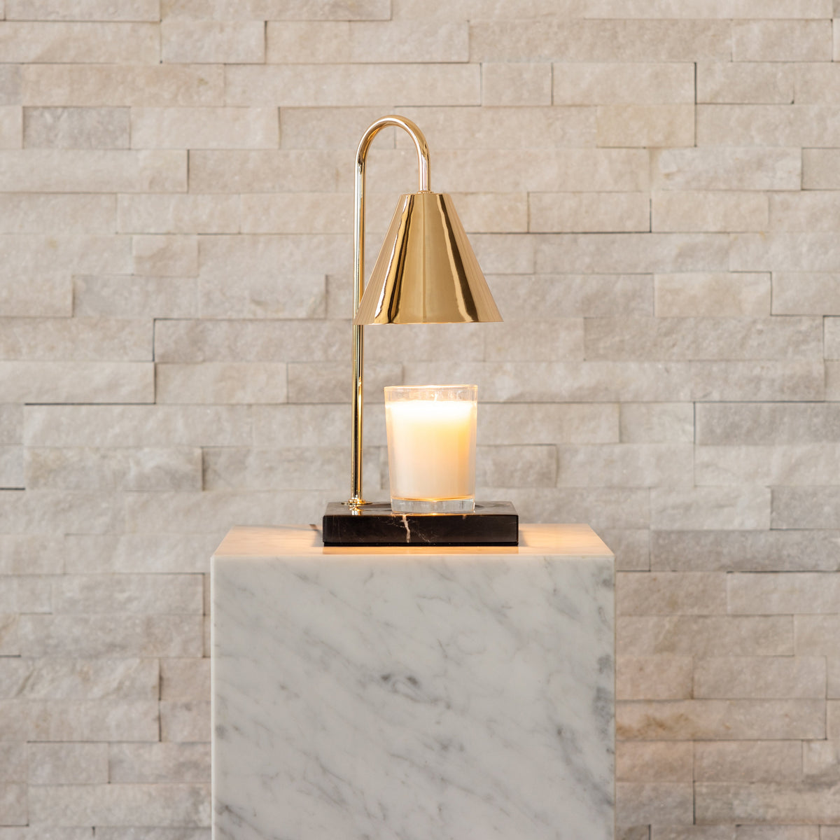 : Lampe Chauffe-Bougie en Marbre dans Or - Marbre Noir de Marche Lino