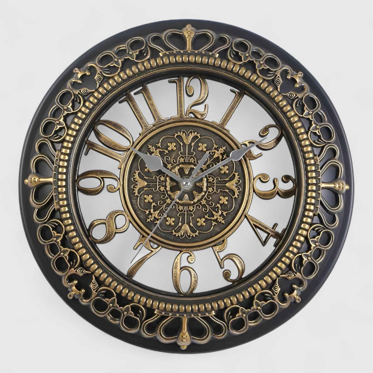Horloges murales : Horloge Murale Quartz Moderne en Acrylique Noir Silencieuse Grande Taille dans Or de Marche Lino
