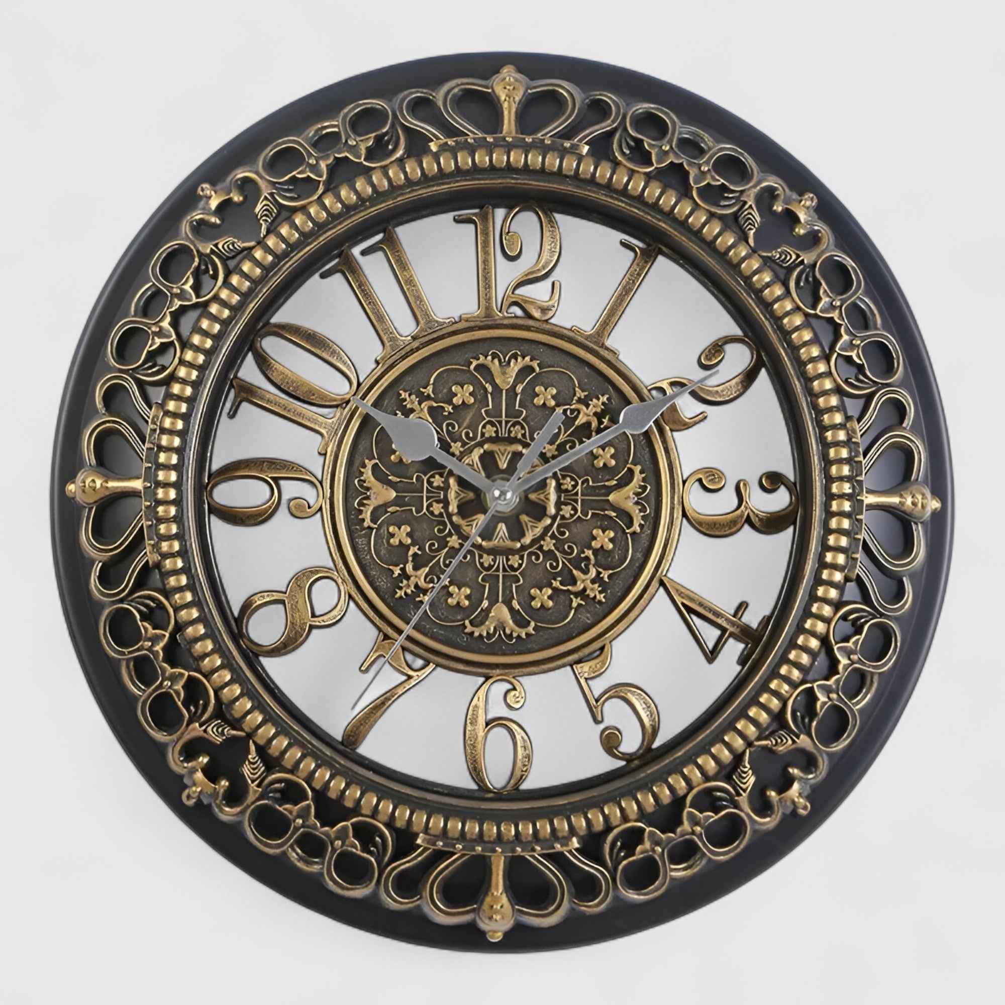 Horloges murales : Horloge Murale Quartz Moderne en Acrylique Noir Silencieuse Grande Taille dans Or de Marche Lino