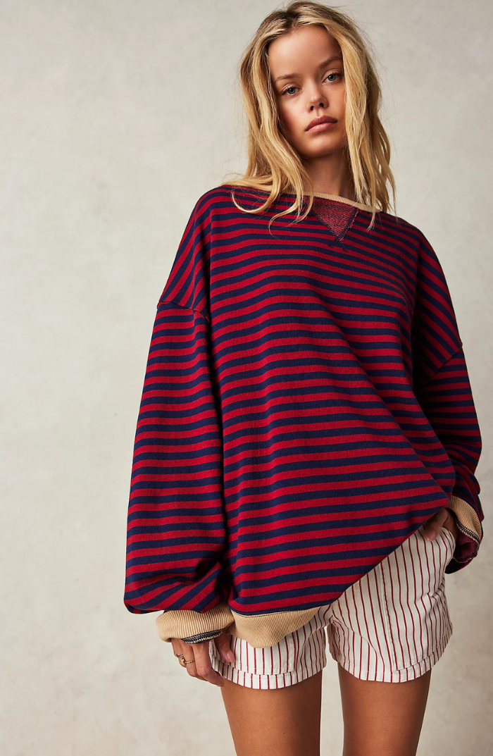 Pull Rayé Col Rond Femme - Haut en Maille Casual