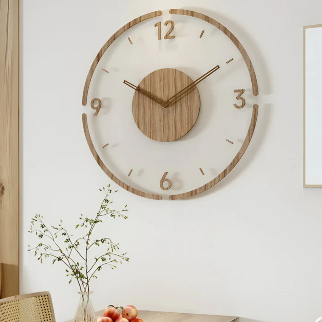 Wall Clock : Horloge Murale Moderne 30cm – Acrylique & Bois, Mécanisme Silencieux dans A de Marche Lino