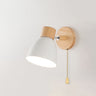 wall lamp : Applique murale moderne avec bras incliné, bois, abat-jour conique dans Blanc Avec tirette de fermeture éclair de Floriva Dom