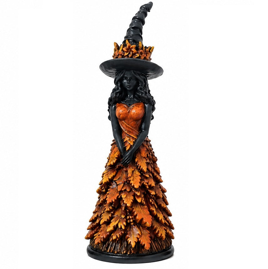 Figurine de Sorcière Gothique avec Détails d'Automne - Résine 25cm