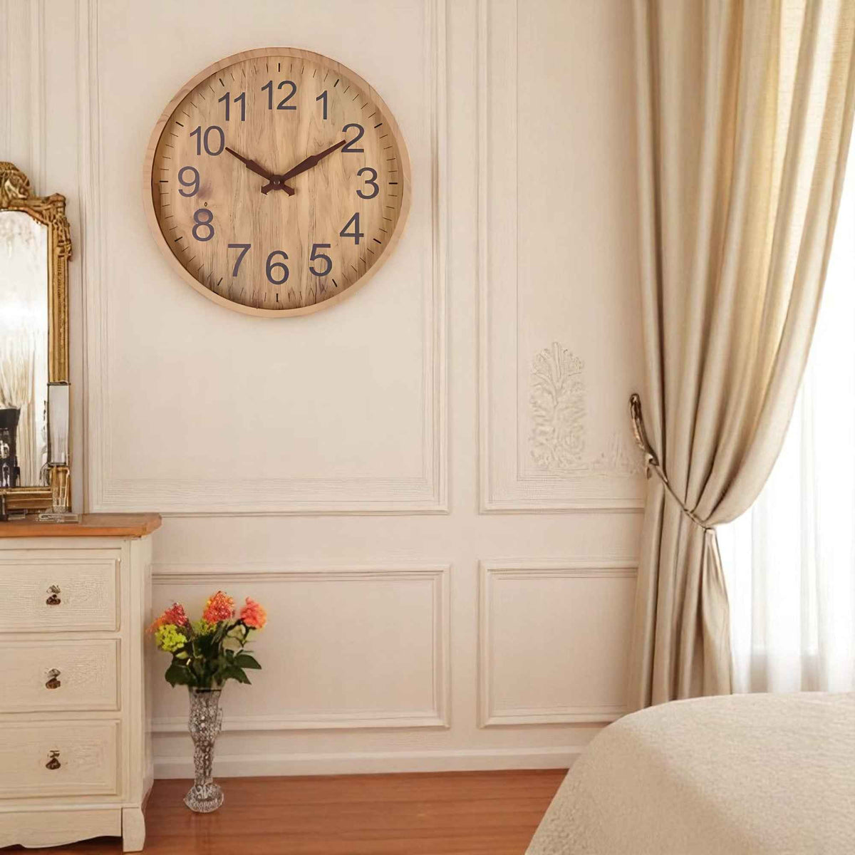 Horloges murales : Horloge Murale en Bois 30 Cm Accessoire De Salon dans de Marche Lino