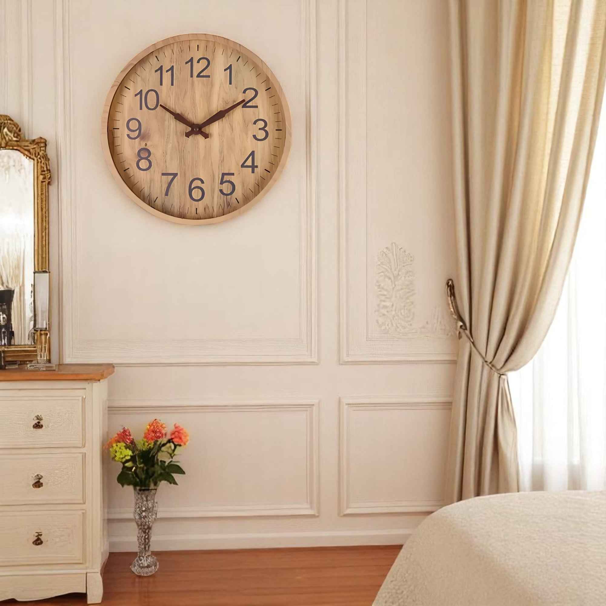Horloges murales : Horloge Murale en Bois 30 Cm Accessoire De Salon dans de Marche Lino