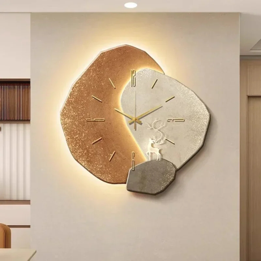 Horloge murale en bois avec LED - Design Naturel & Silencieux