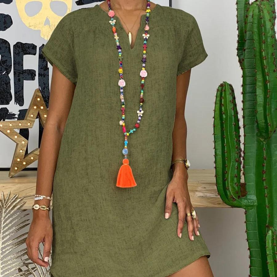 Livena | Robe en coton et lin pour femmes