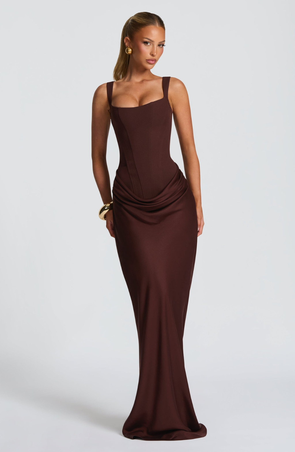 Sanduhr-Langes Kleid — Geformte Silhouette, müheloser Stil