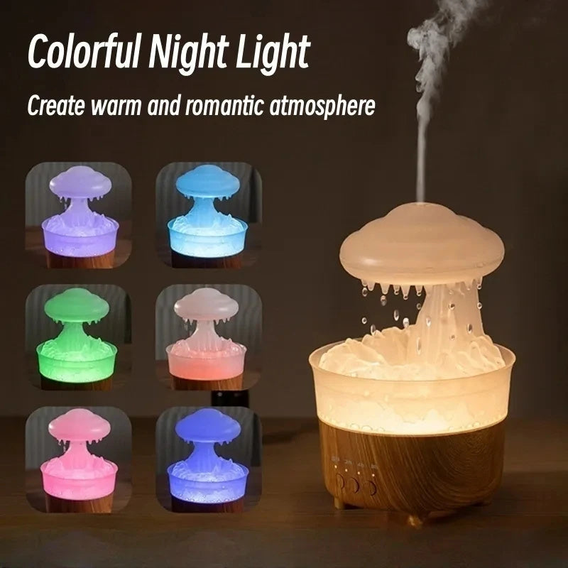 Humidifier Night Light : Lampe Humidificateur Nuage de Pluie – Lumière LED avec Son de Pluie dans de Marche Lino