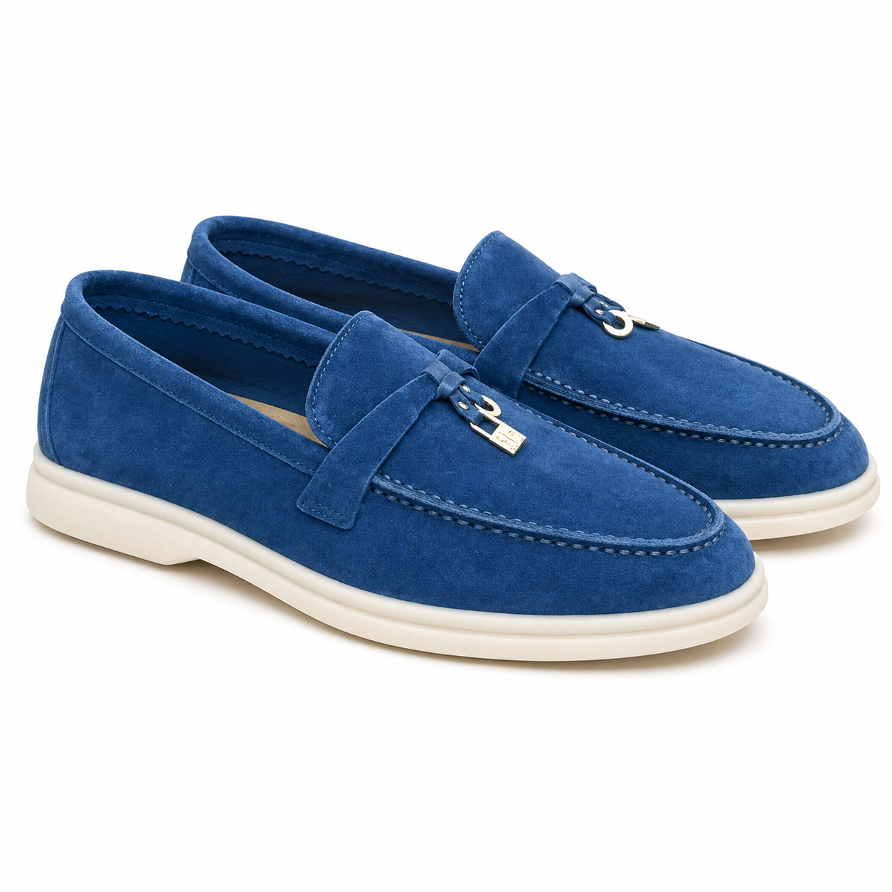 : Mocassin homme élégant - Cuir nubuck et confort estival dans Bleu de Marche Lino