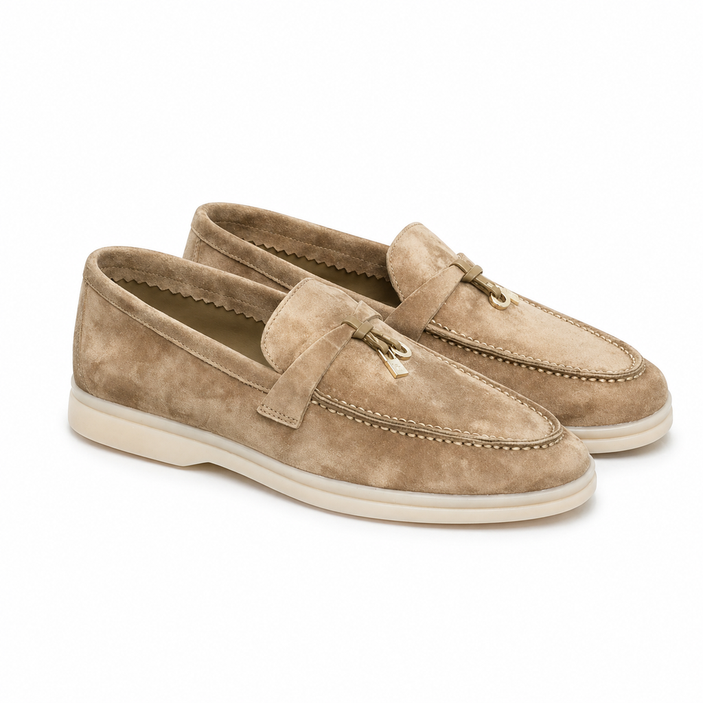 : Mocassin homme élégant - Cuir nubuck et confort estival dans Taupe de Marche Lino