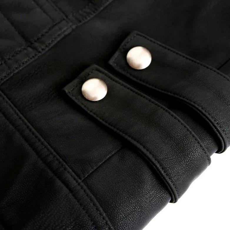 Kleding en accessoires > Kleding > Buitenkleding > Jassen en jacks : Veste Biker Homme en Cuir Synthétique avec Bandes Contrastées dans de Roselva