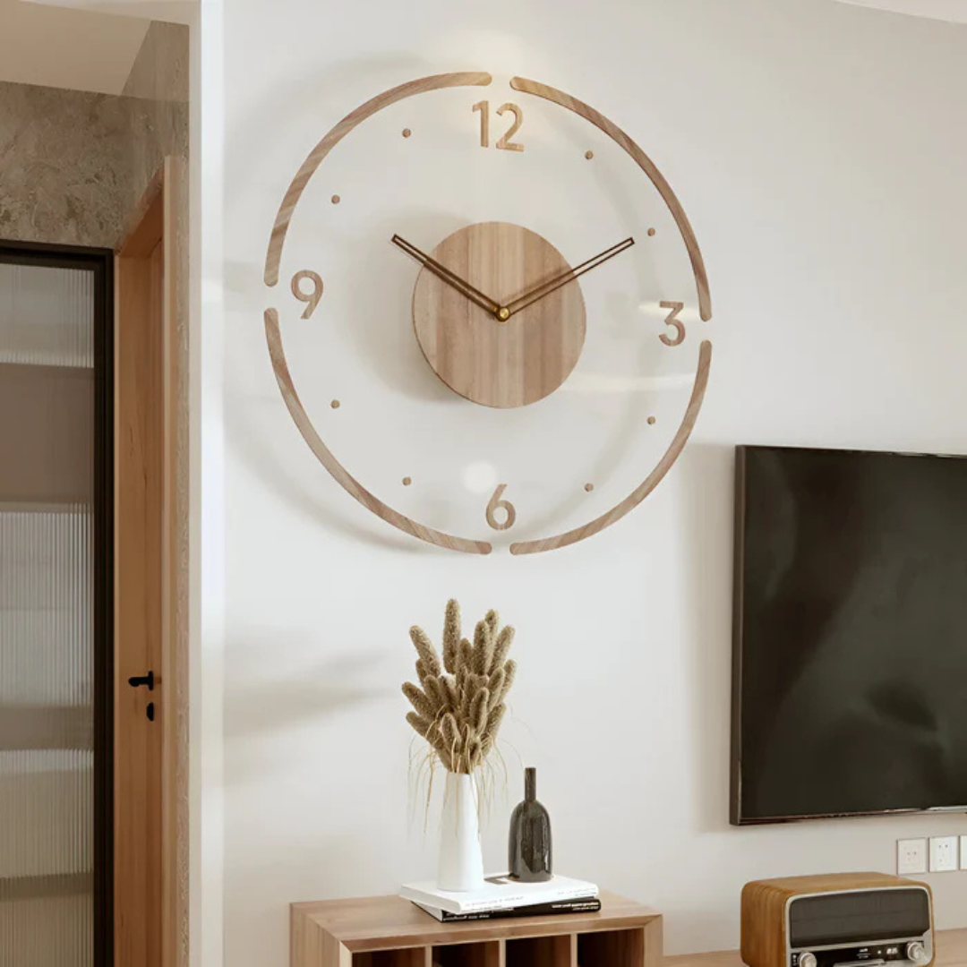 Wall Clock : Horloge Murale Moderne 30cm – Acrylique & Bois, Mécanisme Silencieux dans de Marche Lino