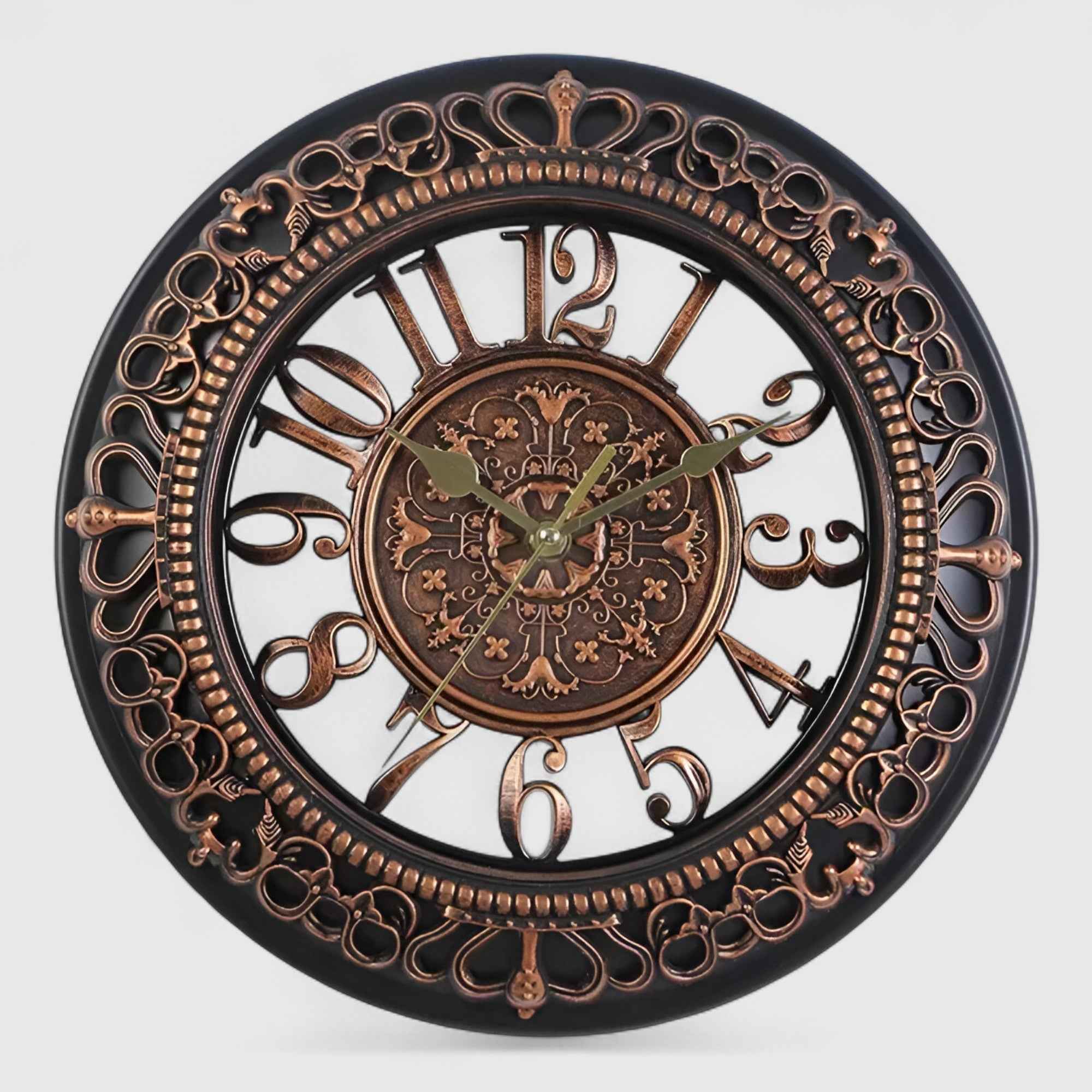 Horloges murales : Horloge Murale Quartz Moderne en Acrylique Noir Silencieuse Grande Taille dans Cuivre de Marche Lino