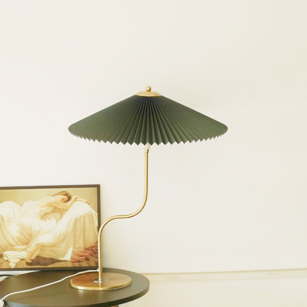 : Lampe de Table Plissée Rétro dans Vert Foncé de Marche Lino