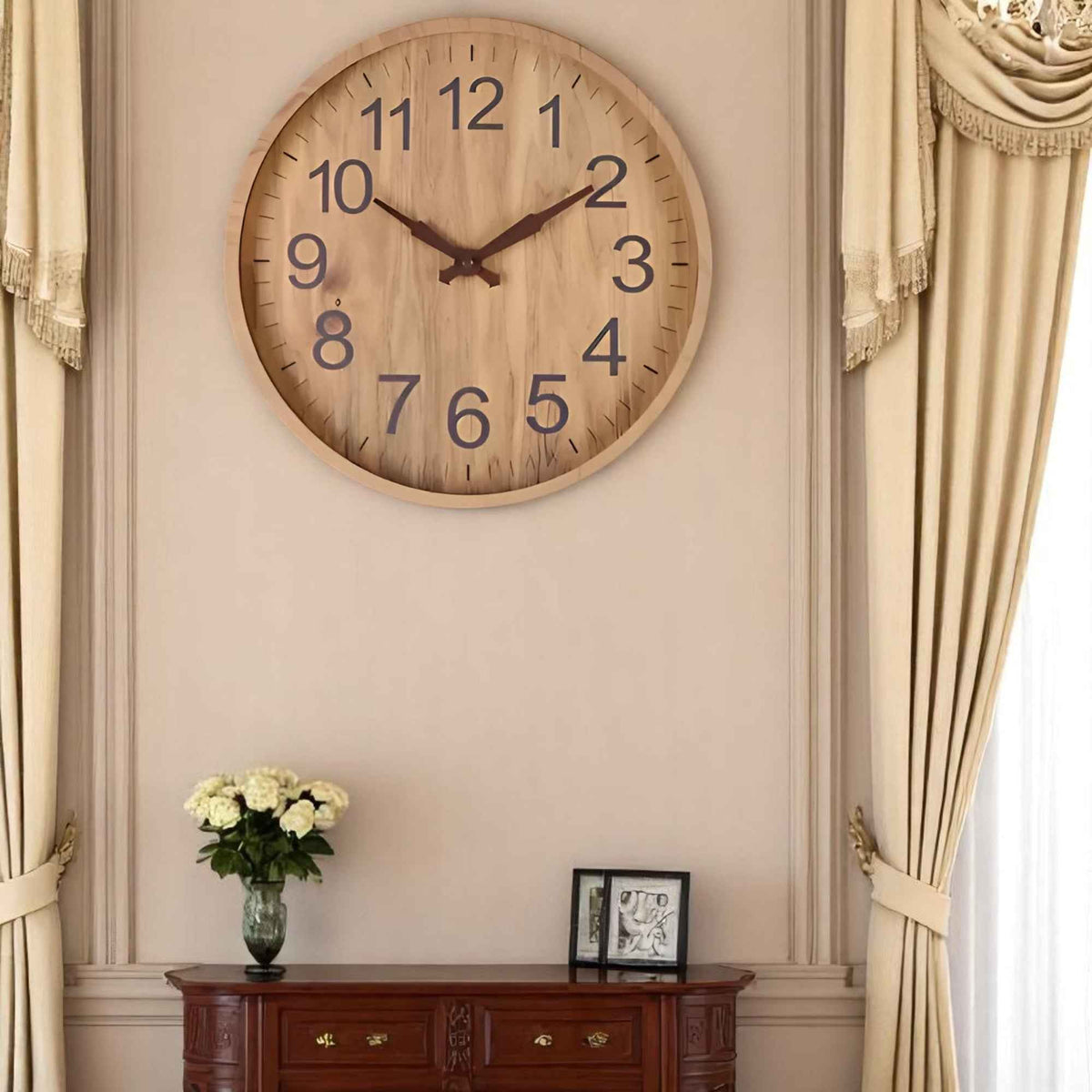 Horloges murales : Horloge Murale en Bois 30 Cm Accessoire De Salon dans de Marche Lino