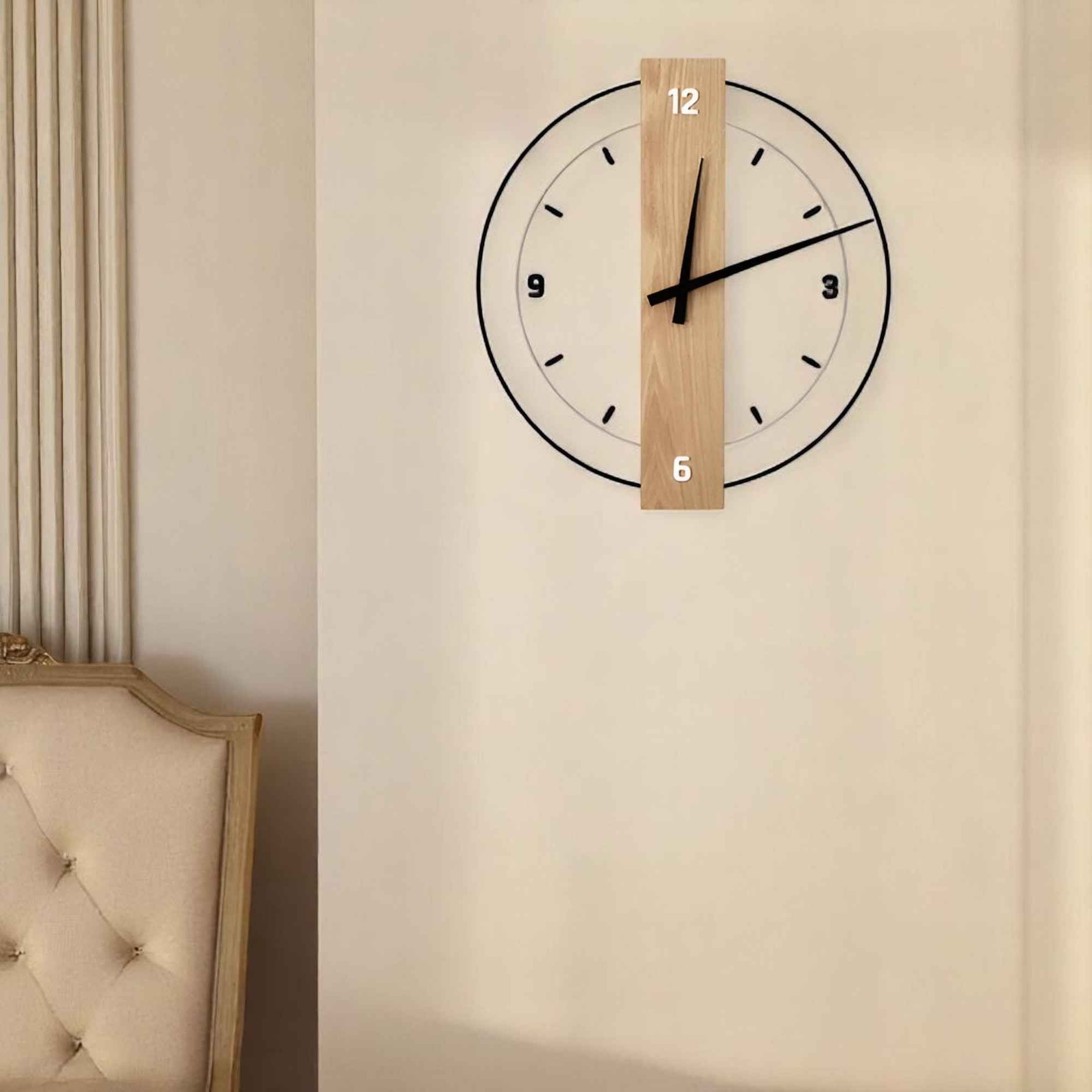Horloges murales : Horloge Murale en Bois Design Accessoire De Salon dans de Marche Lino