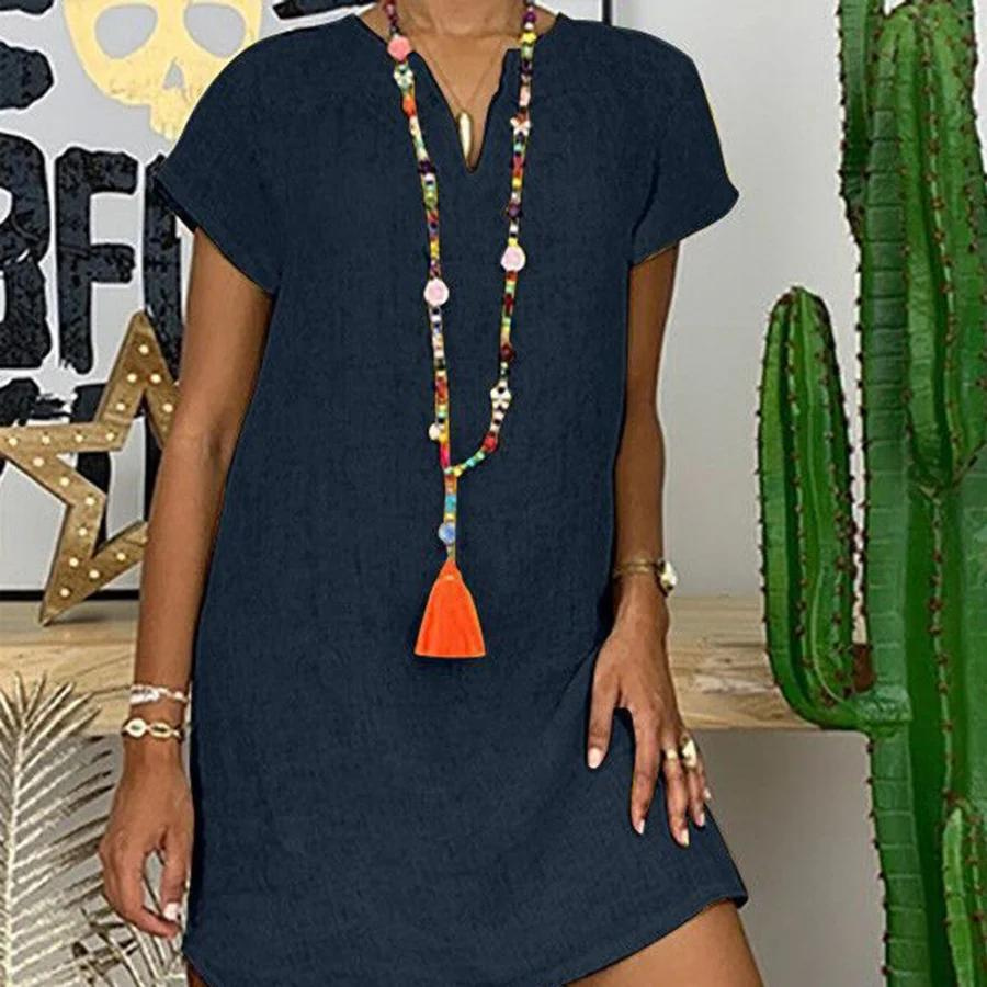 Livena | Robe en coton et lin pour femmes