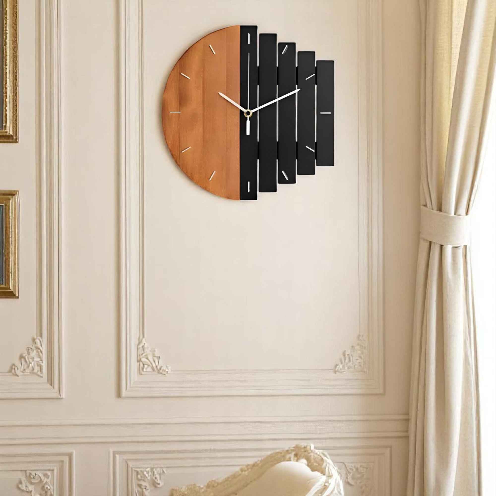 Horloges murales : Grande Horloge Murale en Bois Design Accessoires De Salon dans de Marche Lino