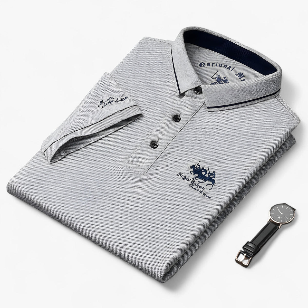 Men's Top Clothes : Polo Homme Piqué Coton Uni - Coupe Droite, Plusieurs Tailles et Couleurs dans Grigio de Marche Lino