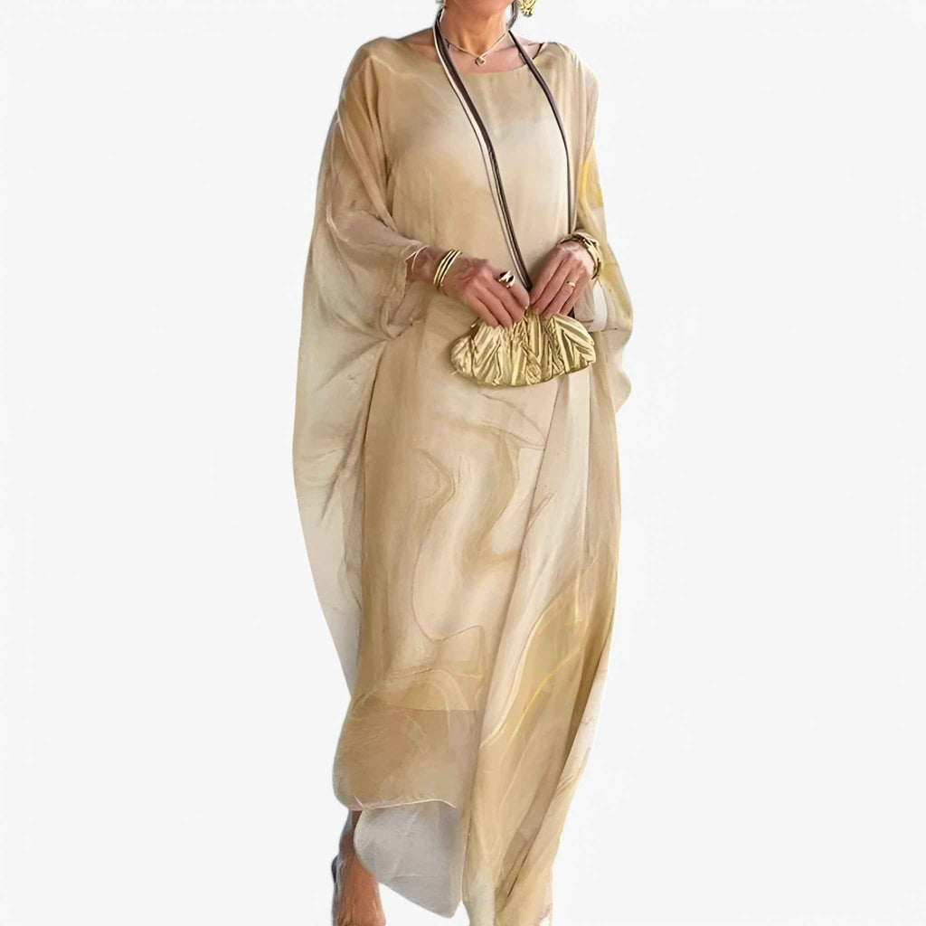 Maxi Robe Femme Effet Marbre Élégante - Robe Longue d'Été Unique