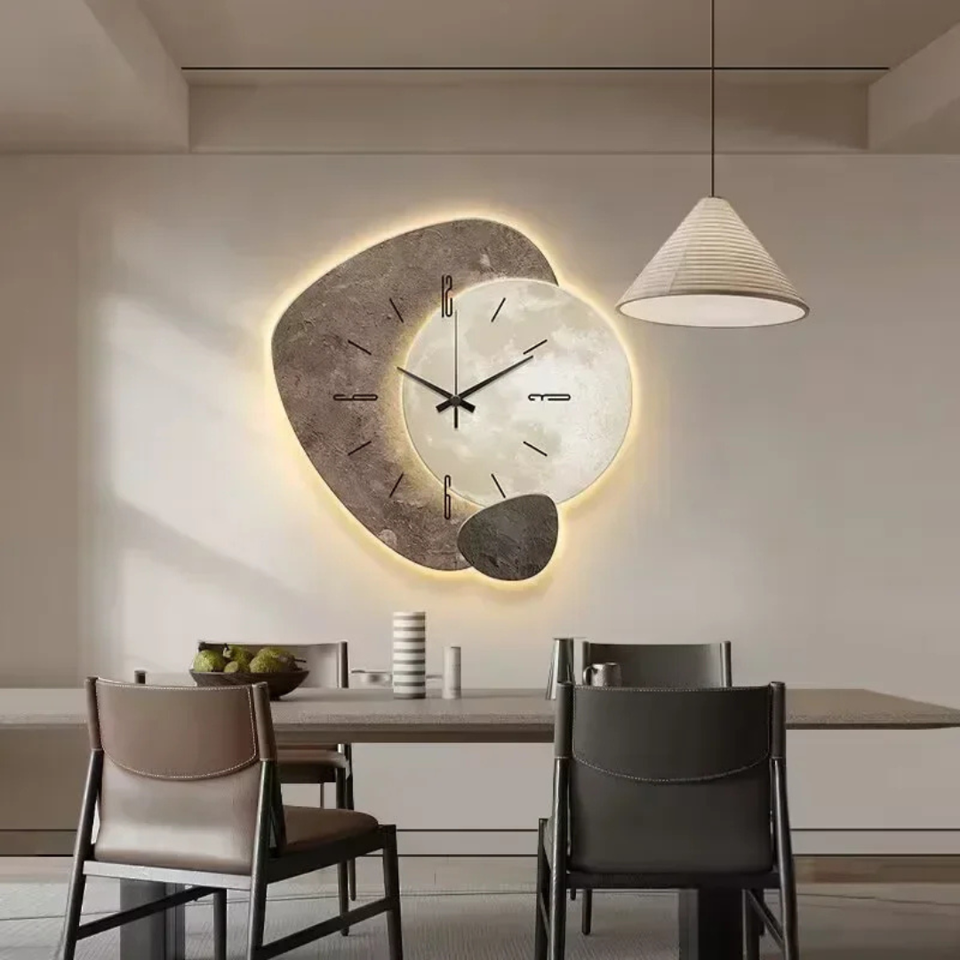 Horloge murale en bois avec LED - Design Naturel & Silencieux