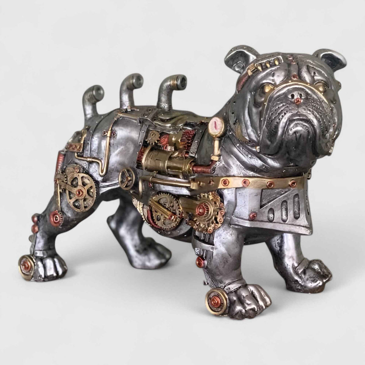 Sculptures d'animaux : Sculpture Animaux Steampunk en Résine et Bronze pour une Décoration Unique dans Bulldog: 260g dimensions: 18 x 8 x 13 cm de Marche Lino