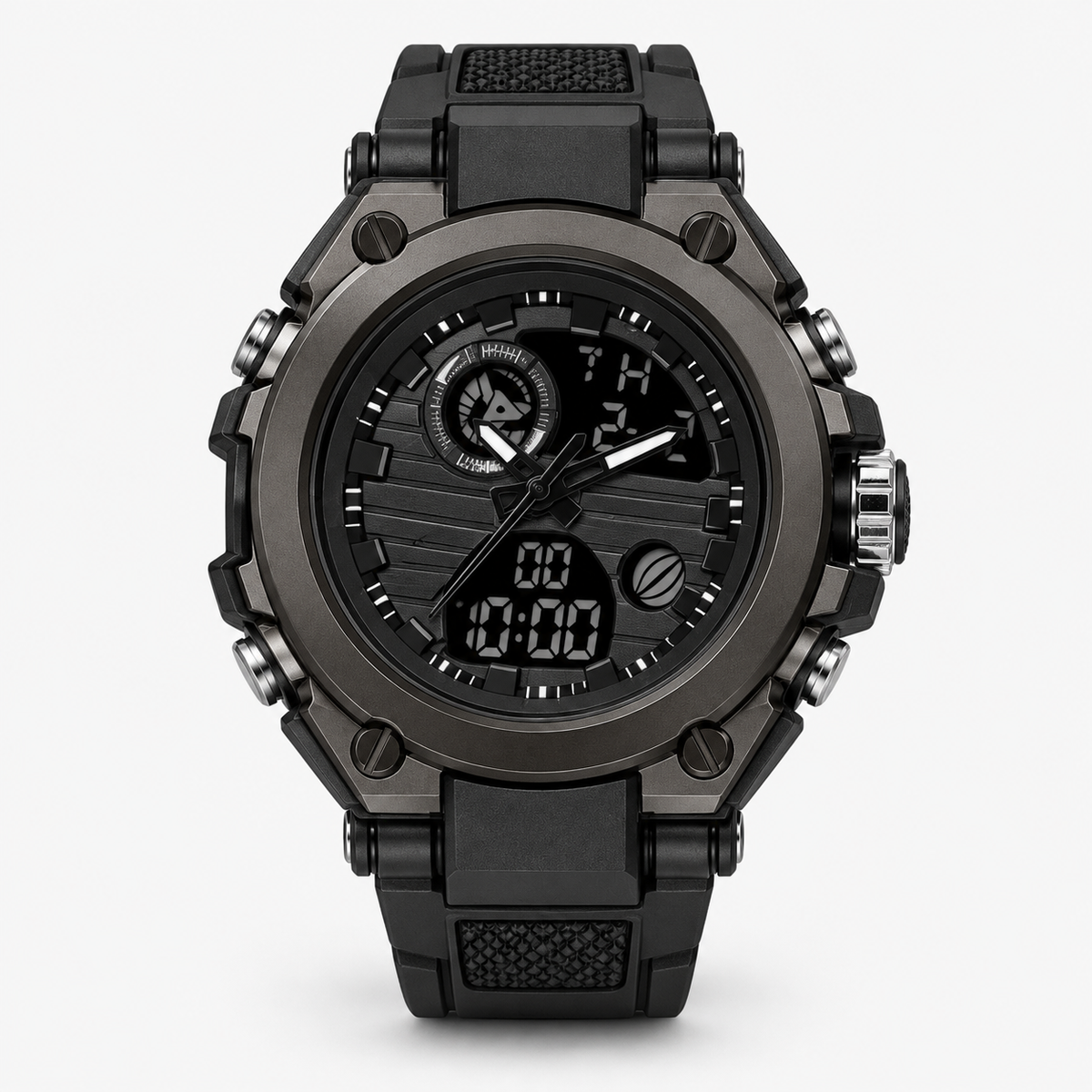 Watch : Montre Digitale Homme TitanGuard Noire - Étanche 50m, Robuste Militaire Tactique Multi-fonctions dans Noir de Marche Lino