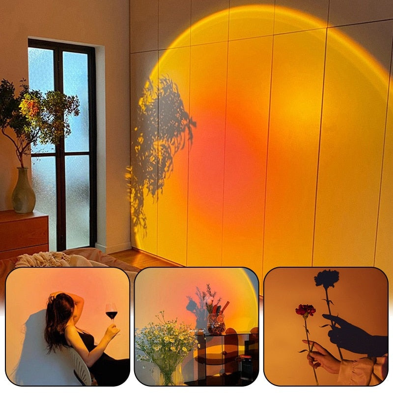 Projection Ambient Lamp : Lampe de Projection Coucher de Soleil – Lumière d'Ambiance Prisme Arc-en-Ciel dans de Marche Lino