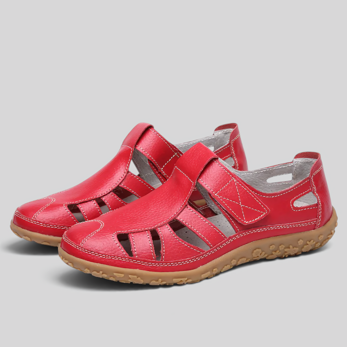 image_ai : Sandales pour Femmes - Orthopédiques, Antidérapantes & Confortables dans Rouge de Jeecey