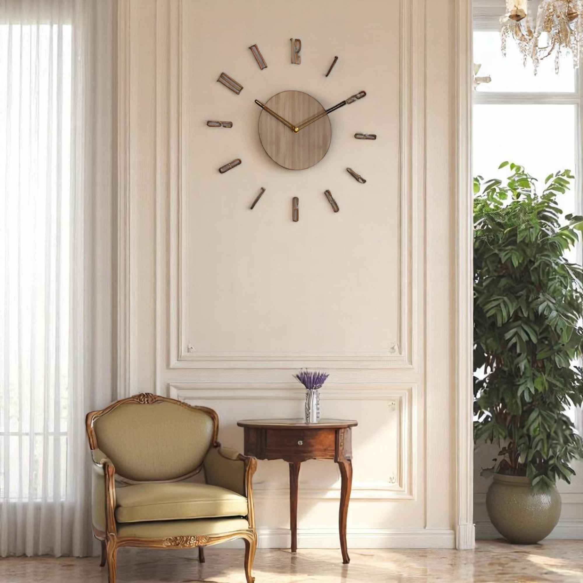 Horloges murales : Horloge Murale en Acrylique et Bois au Design Moderne dans de Marche Lino