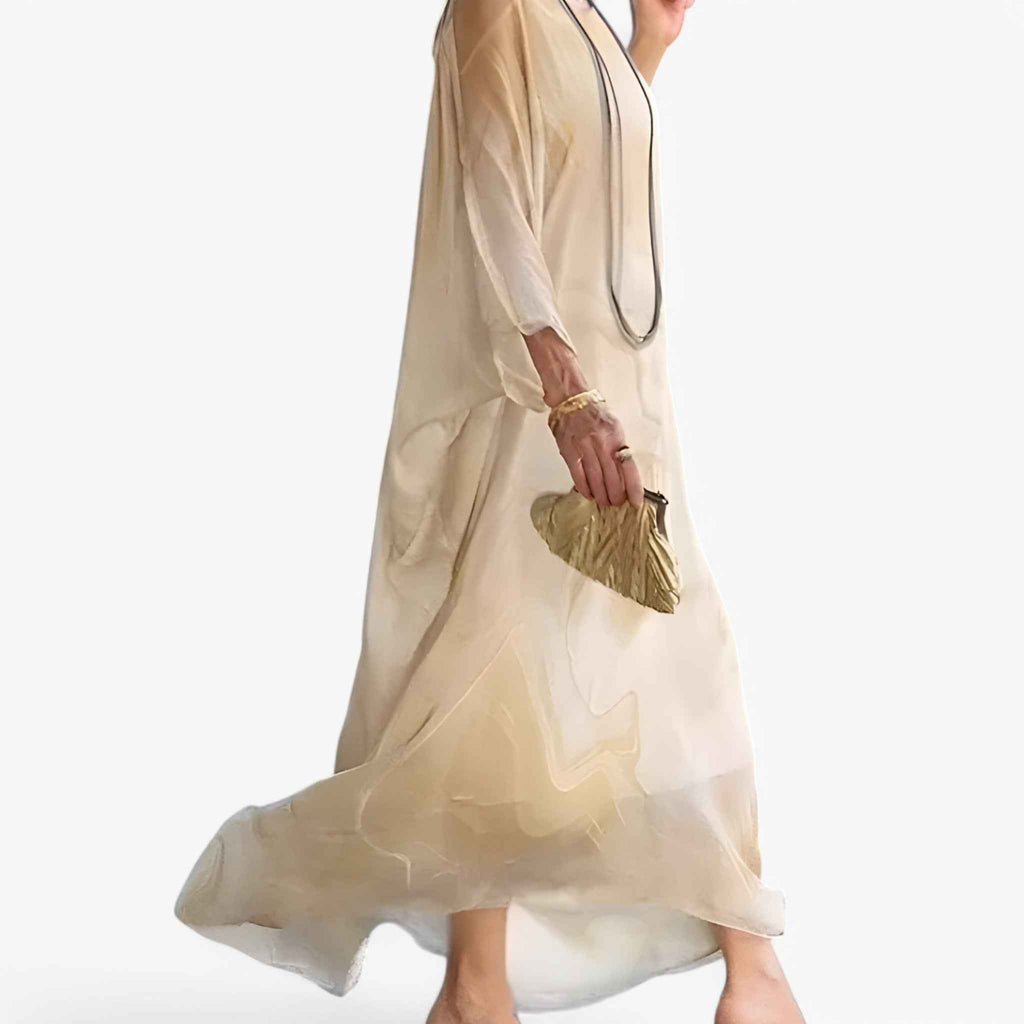 Maxi Robe Femme Effet Marbre Élégante - Robe Longue d'Été Unique