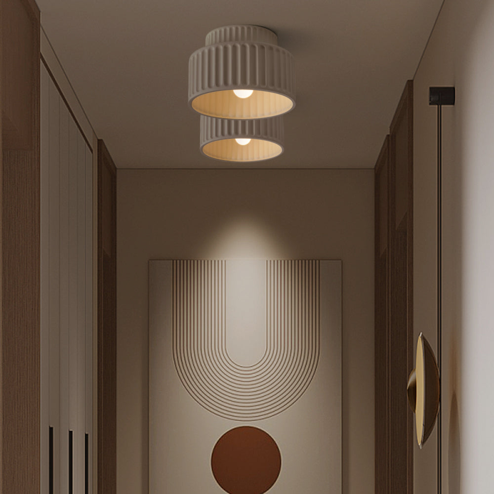 Deckenleuchte : Plafonnier Cannelé - Design Tambour à Deux Niveaux dans de Roselva