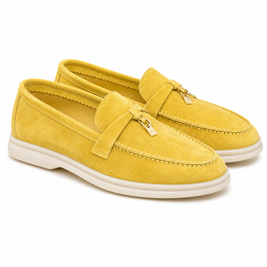 : Mocassin homme élégant - Cuir nubuck et confort estival dans Jaune de Marche Lino