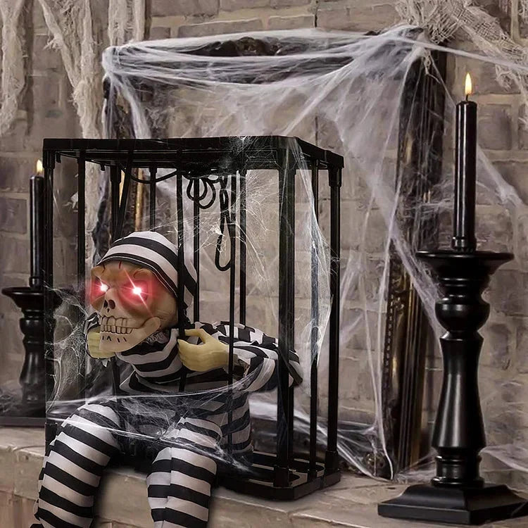 Home & Garden > Decor > Seasonal & Holiday Decorations : Décoration Cage à Squelette avec Détecteur de Mouvement - Yeux Lumineux et Son dans de Marche Lino