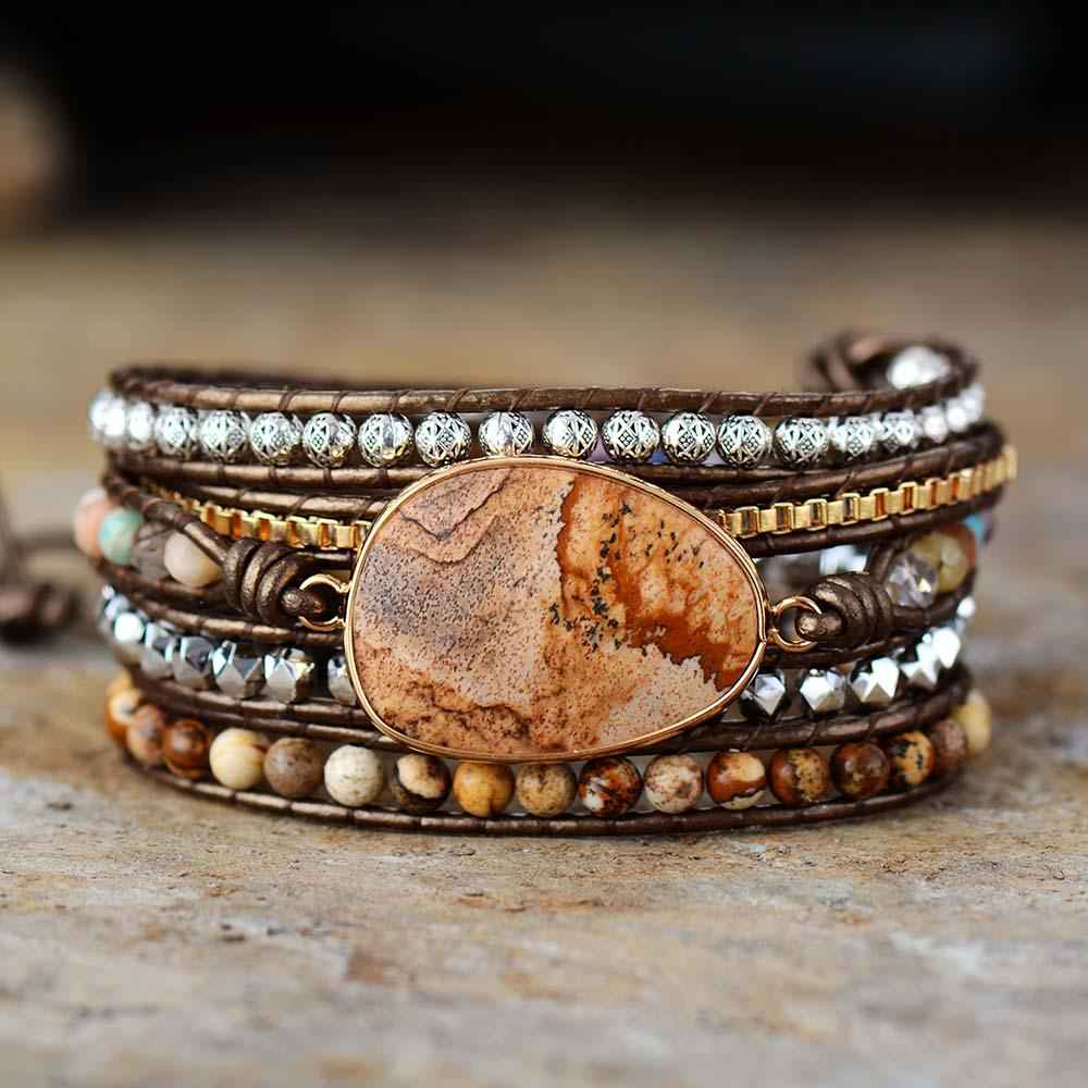 Énergie curative à ancrer Apprendre Bracelet enveloppant Cuir Homme