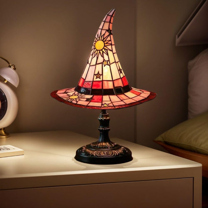 Lampe Chapeau de Sorcière en Verre Teinté - Lumière Chaude Artisanale