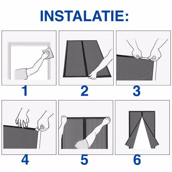 Magnetisk myggenet sort 120x210cm - Myggenet til dør, insektbeskyttelse