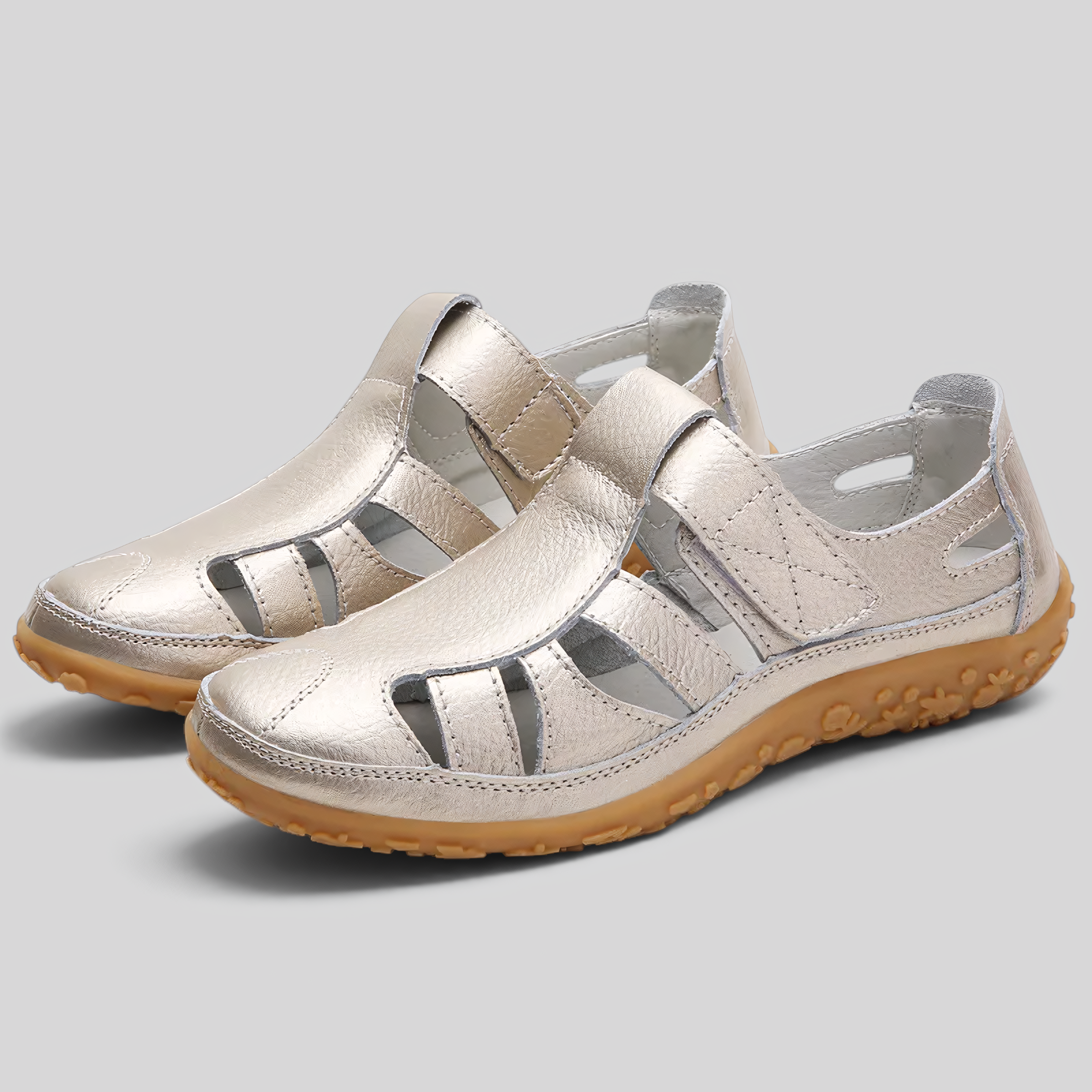 image_ai : Sandales pour Femmes - Orthopédiques, Antidérapantes & Confortables dans Doré de Jeecey