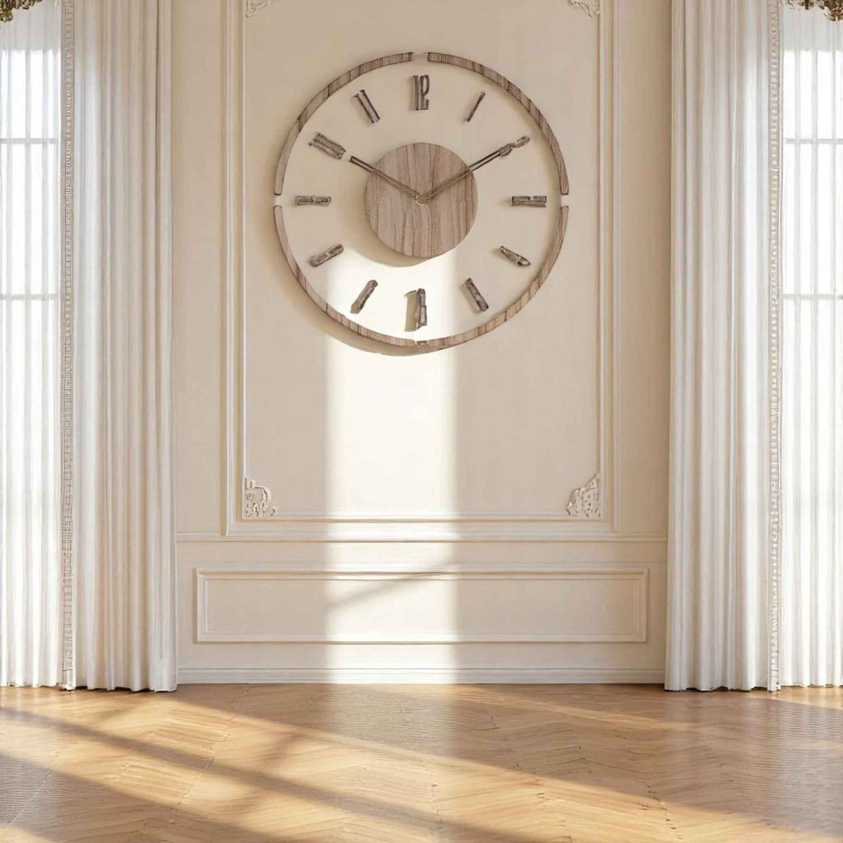 Horloges murales : Horloge Murale en Acrylique et Bois au Design Moderne dans de Marche Lino