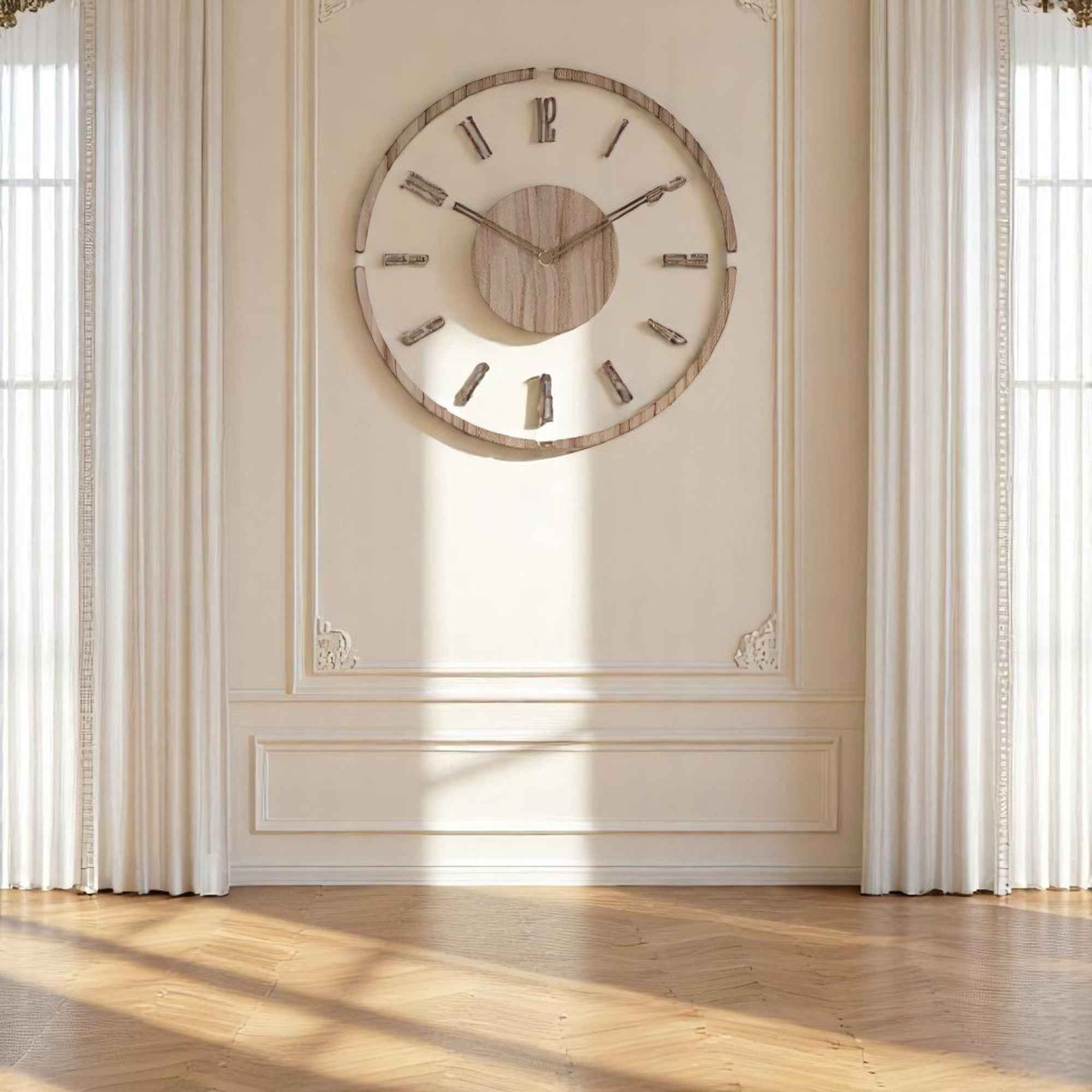 Horloges murales : Horloge Murale en Acrylique et Bois au Design Moderne dans de Marche Lino