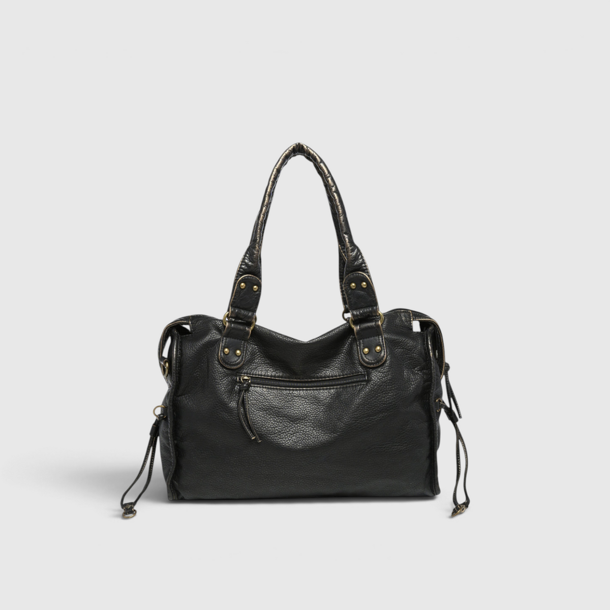 Shoulder Bag : Sac à Épaule Noir Femme – Sac à Main Tendance en Simili Cuir avec Poches Zippées dans de Marche Lino
