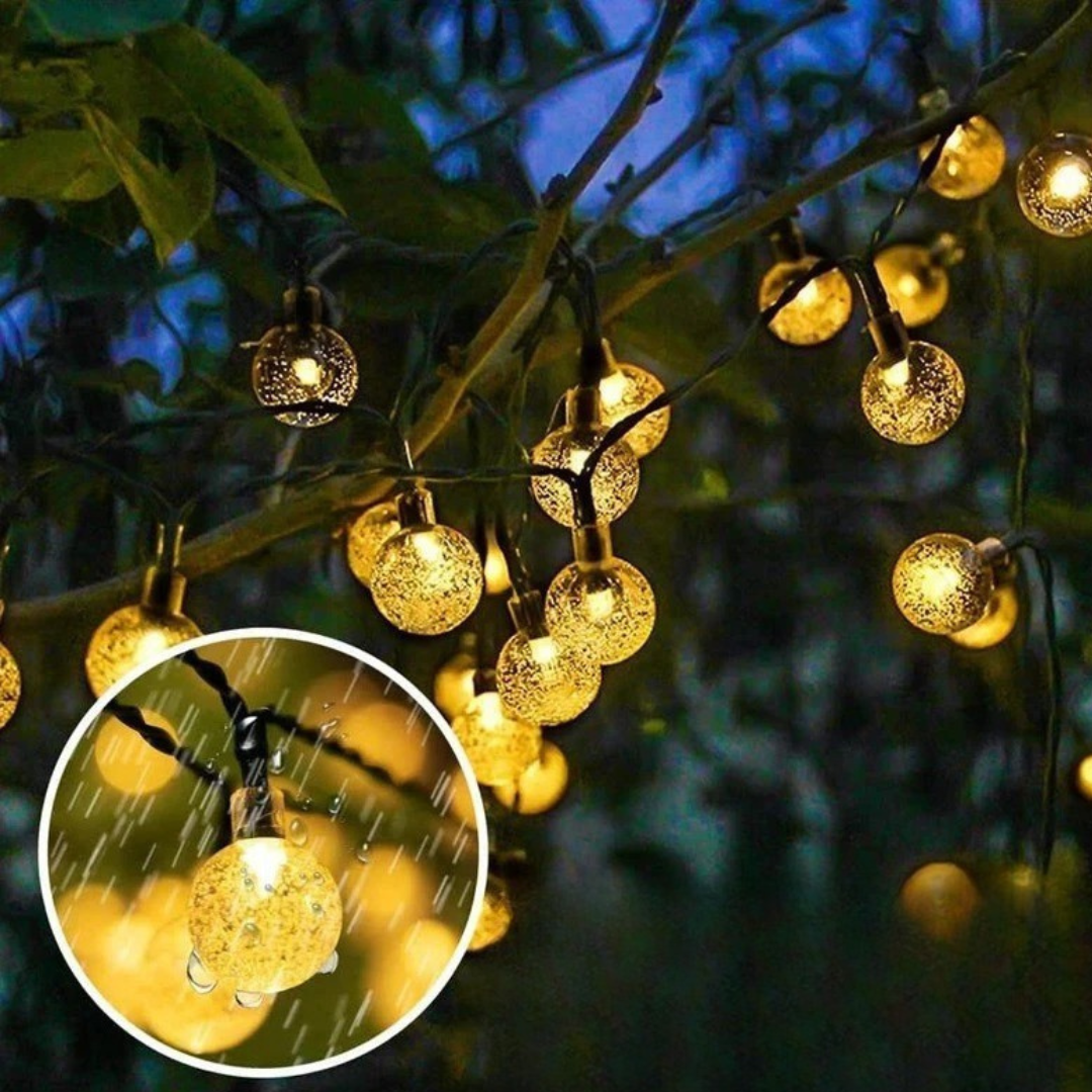 Guirlande Lumineuse Boules de Cristal Solaires – Décoration de Jardin Festive Extérieure