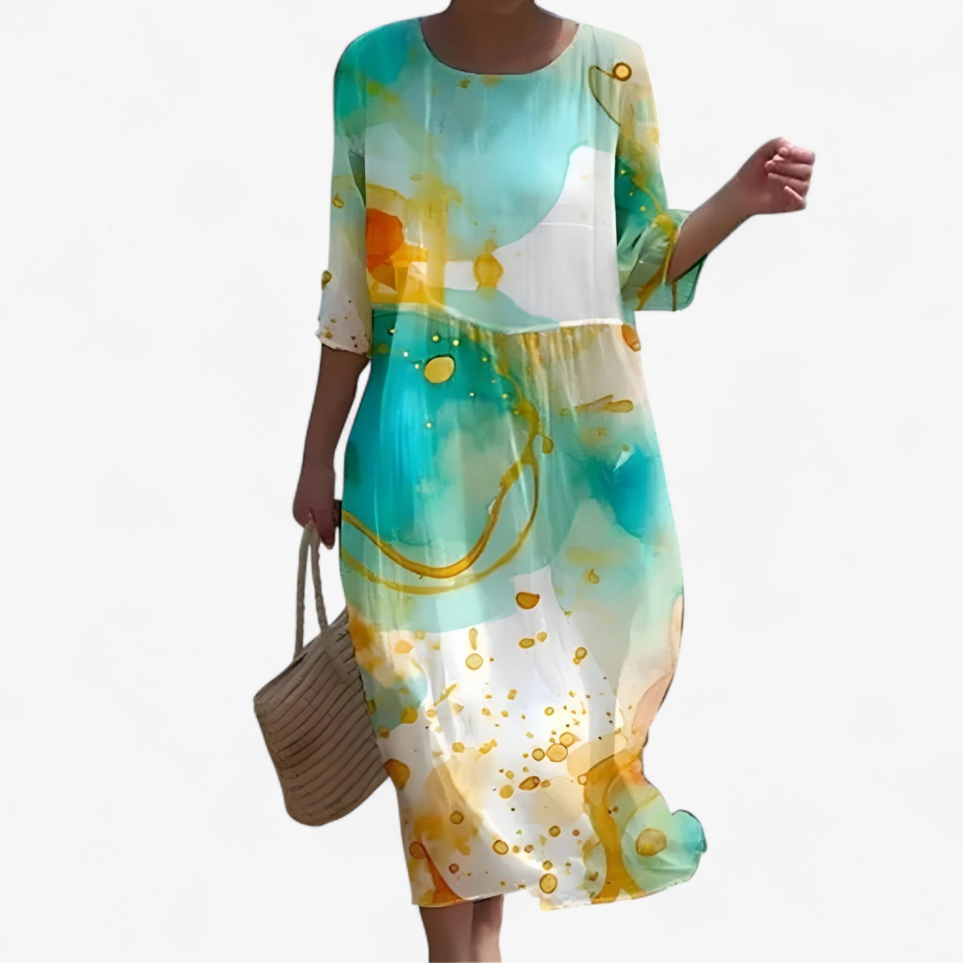 Robe Longue Fleurie Femme en Viscose Fluide avec Fente - Élégante pour Cérémonie Estivale