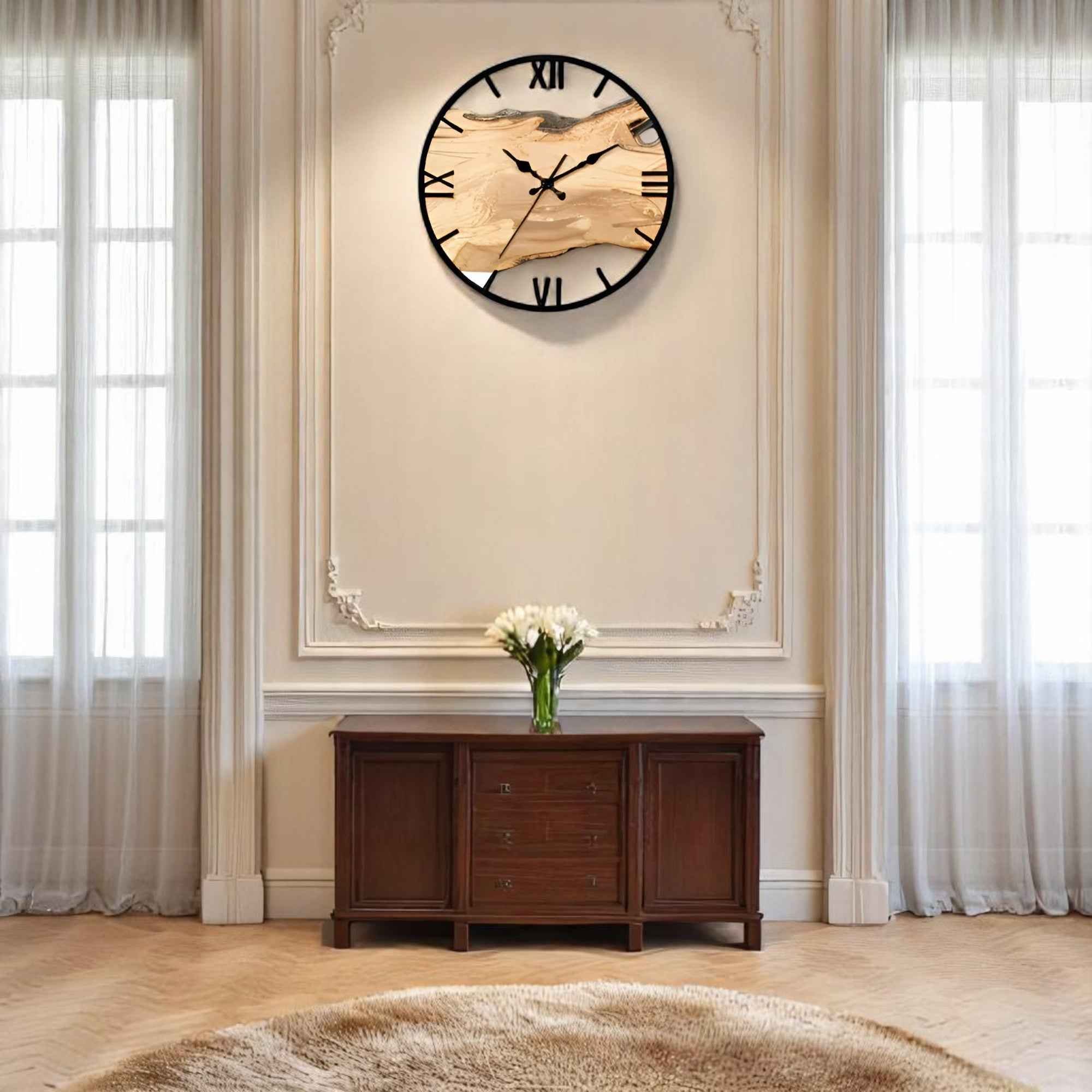 Horloges murales : Horloge Murale Minimaliste Noire 30 Cm Acrylique dans de Marche Lino